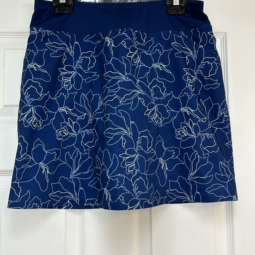 Cypress Club Blue White Floral Golf Tennis Pickleball Skort-Size L